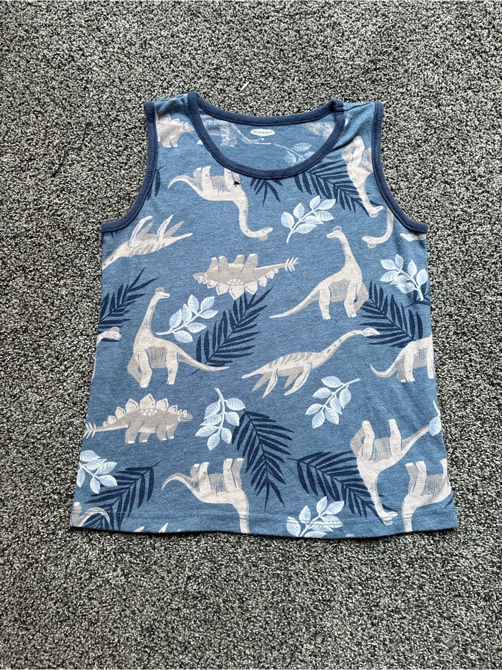 Old Navy Toddler Boy Blue and Tan Dinosaur Print Tank Top, Size 5T